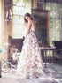 Floral Pink Prom Dress Lace Prom Dress LBQ0395